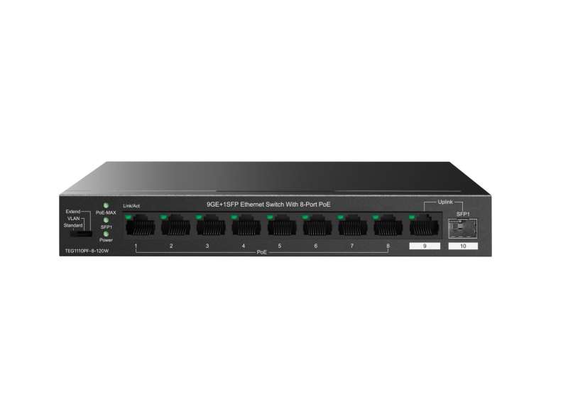 Tenda TEG1110PF-8-120W 9GE+1SFP Ethernet Switch With 8-Port PoE