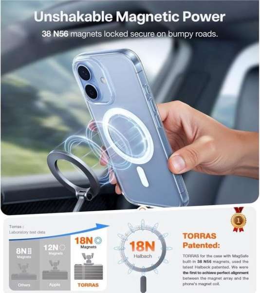 Torras Guardian Magnetic case for iPhone 17 Clear