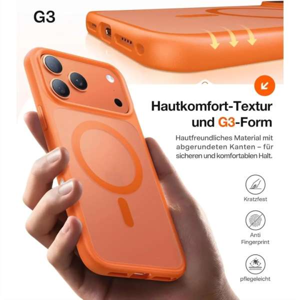 Torras Guardian Magnetic case for iPhone 17 Pro Energy Orange