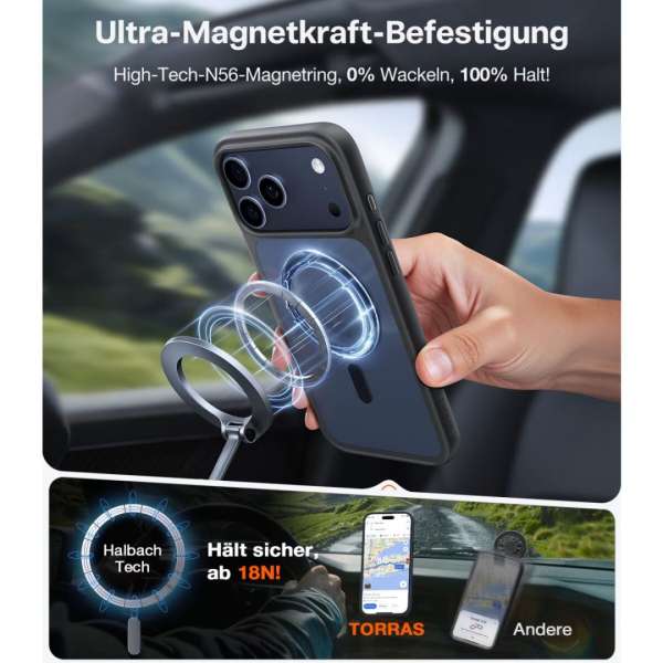 Torras Guardian Magnetic case for iPhone 17 Pro Max Black