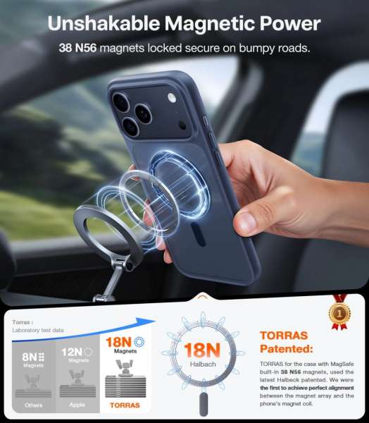 Torras Guardian Magnetic case for iPhone 17 Pro Max Navy Blue