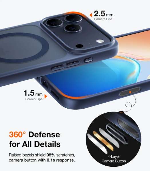 Torras Guardian Magnetic case for iPhone 17 Pro Navy Blue