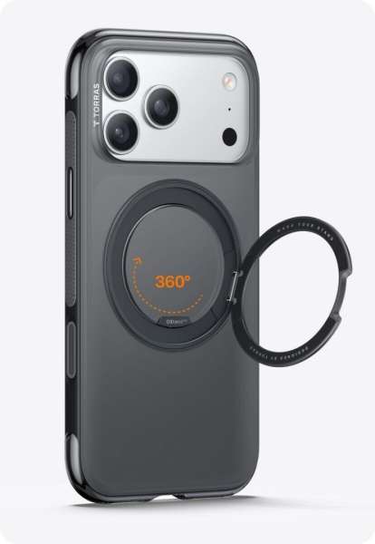 Torras Ostand O Air case for iPhone 17 Pro Obsidian Black