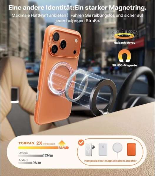 Torras Ostand Pro case for iPhone 17 Pro Energy Orange