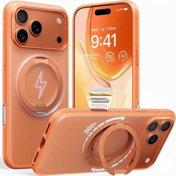 Torras Ostand Pro case for iPhone 17 Pro Max Energy Orange