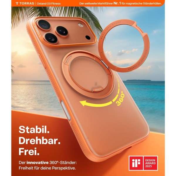 Torras Ostand Pro case for iPhone 17 Pro Max Energy Orange