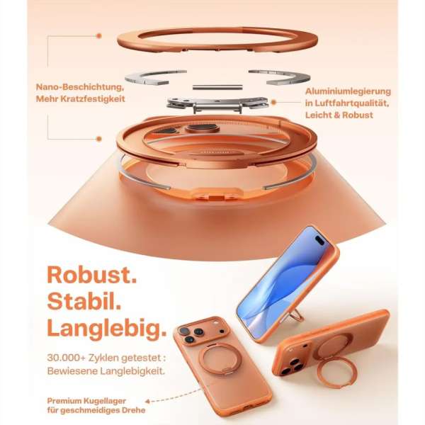 Torras Ostand Pro case for iPhone 17 Pro Max Energy Orange