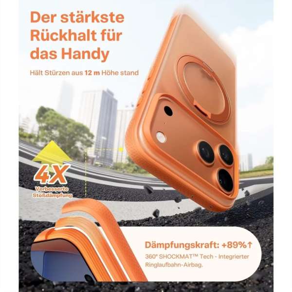 Torras Ostand Pro case for iPhone 17 Pro Max Energy Orange