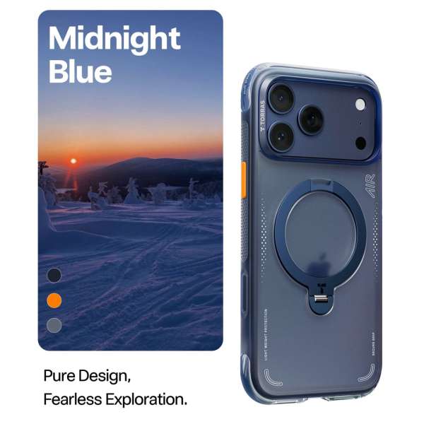 Torras Ostand Q3 Air case for iPhone 17 Pro Deep Blue