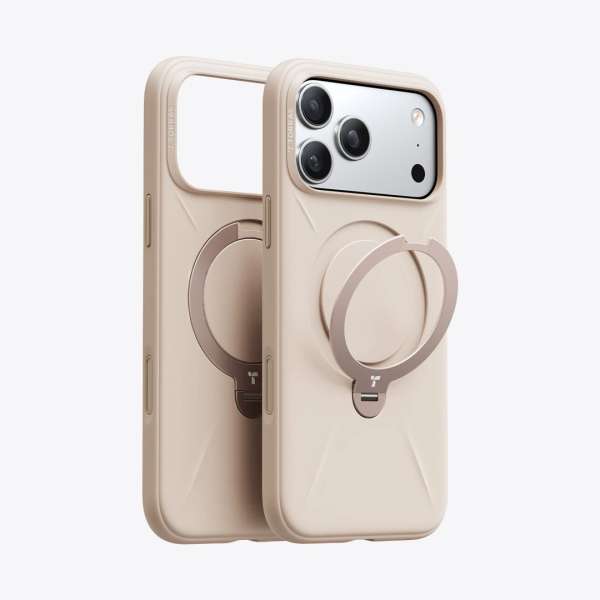 Torras Ostand Q3 Silicone case for iPhone 17 Pro Dessert Gold