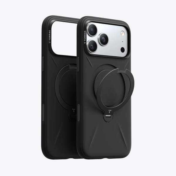 Torras Ostand Q3 Silicone case for iPhone 17 Pro Max Obsidian Black