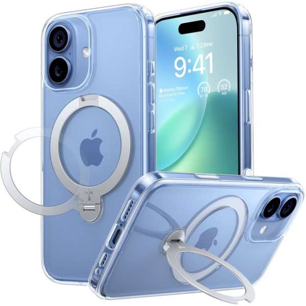 Torras Ostand Q3 Spin case for iPhone 17 Clear