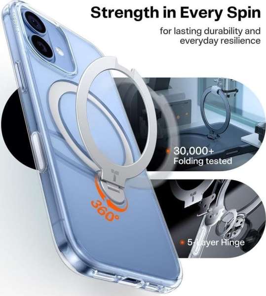 Torras Ostand Q3 Spin case for iPhone 17 Clear