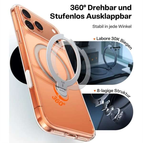 Torras Ostand Q3 Spin case for iPhone 17 Pro Clear