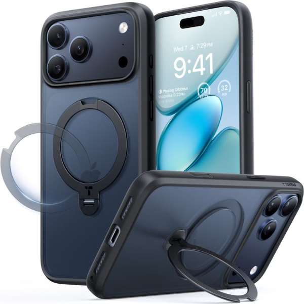 Torras Ostand Q3 Spin case for iPhone 17 Pro Max Black