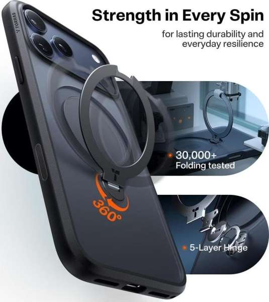 Torras Ostand Q3 Spin case for iPhone 17 Pro Max Black