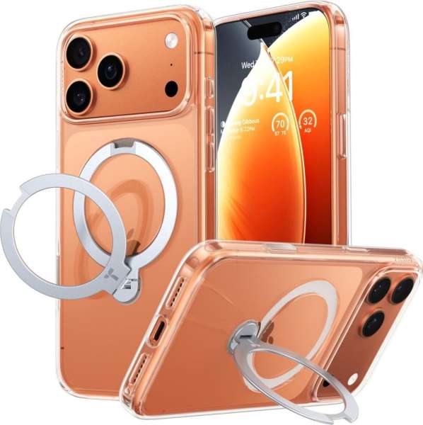 Torras Ostand Q3 Spin case for iPhone 17 Pro Max Clear