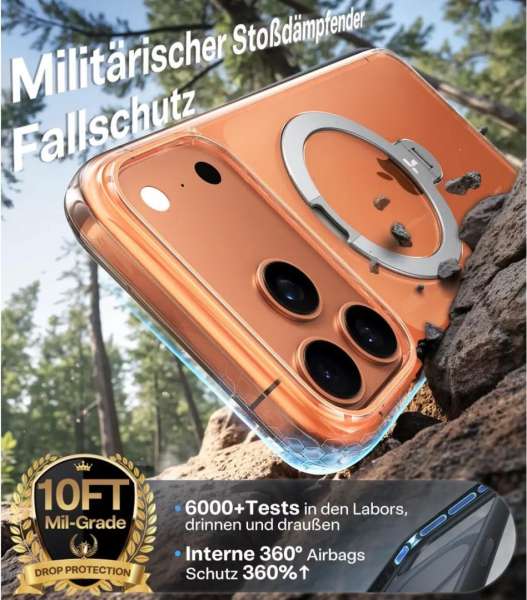 Torras Ostand Q3 Spin case for iPhone 17 Pro Max Clear