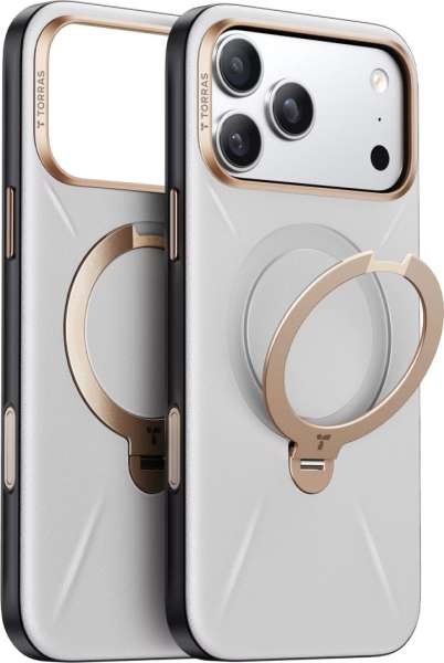 Torras Ostand Q3 Vegskin case for iPhone 17 Pro Max Pearl Grey