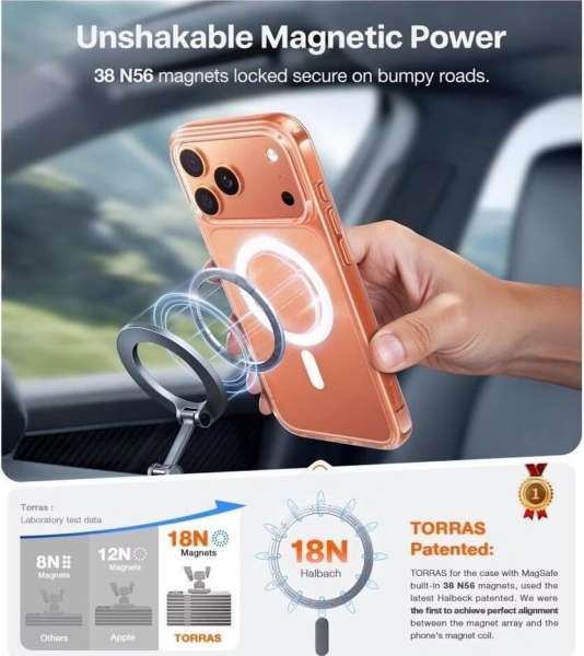Torras Torras Guardian Magnetic case for iPhone 17 Pro Clear