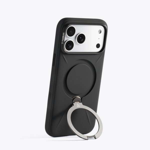 Torras Ostand Q3 Silicone case for iPhone 17 Pro Obsidian Black