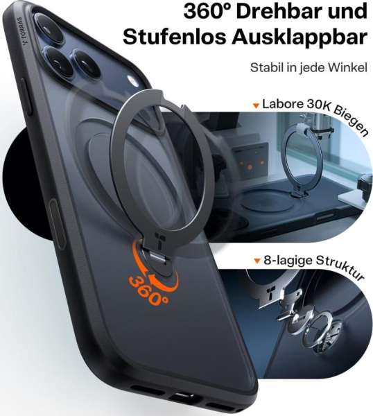 Torras Ostand Q3 Spin case for iPhone 17 Pro Black