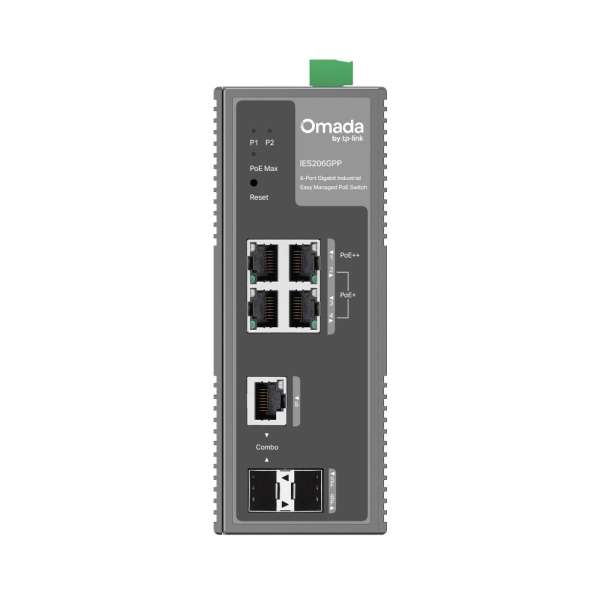TP-Link IES206GPP Omada 6-Port Gigabit Industrial Easy Managed Switch with 3-Port PoE+ and 1-Port PoE++