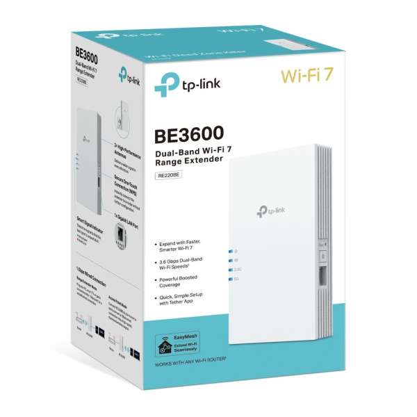 TP-Link RE220BE BE3600 Dual-Band Wi-Fi 7 Range Extender