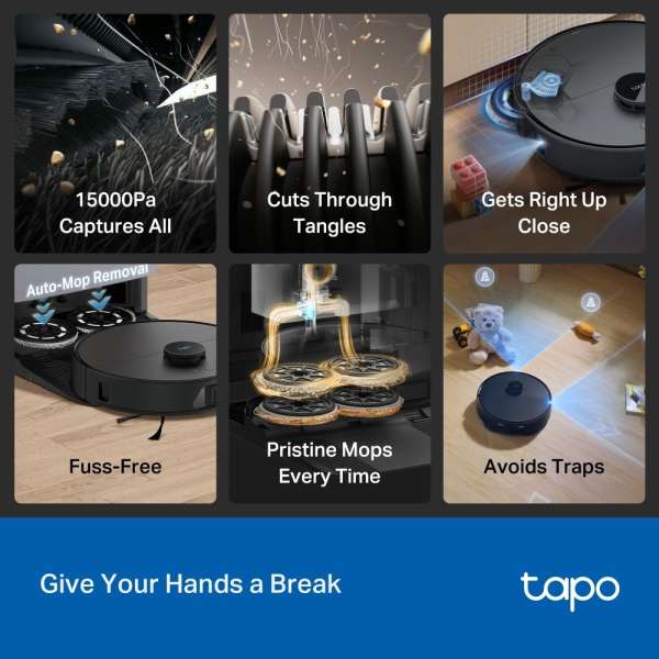 TP-Link Tapo RV50 Pro Omni Robot Vacuum & Mop + Advanced Self-Cleaning Docking Station