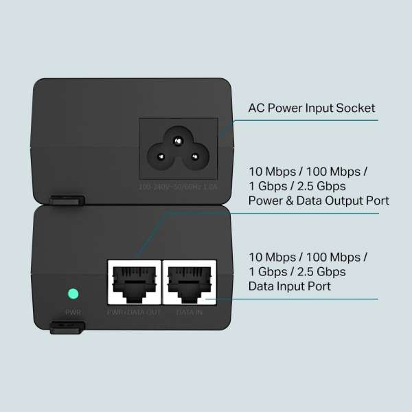 TP-Link TL-POE260S 2.5G PoE+ Injector Black