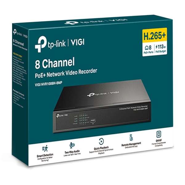 TP-Link VIGI NVR1008H-8MP VIGI 8 Channel PoE+ Network Video Recorder TP-Link VIGI NVR1008H-8MP VIGI 8 Channel PoE+ Network Video Recorder