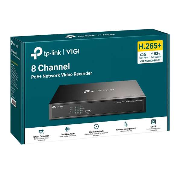 TP-Link VIGI NVR1008H-8P VIGI 8 Channel PoE+ Network Video Recorder TP-Link VIGI NVR1008H-8P VIGI 8 Channel PoE+ Network Video Recorder