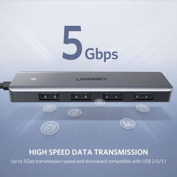 UGREEN 4-Port USB3.0 Hub with USB-C Power Supply