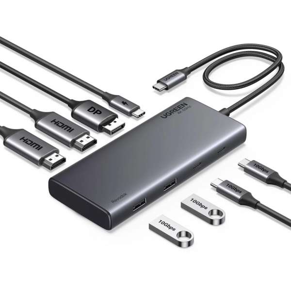 UGREEN 8-in-1 Docking Station (4K Triple Display PD 100W) Grey
