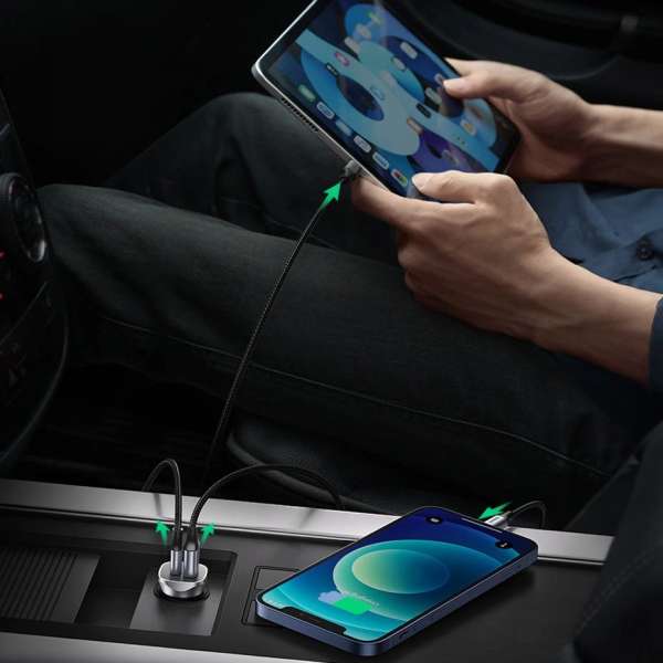 UGREEN Car Charger USB-A/USB-C 24W Power Delivery Quick Charge Gray
