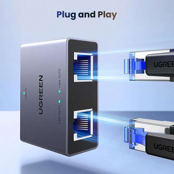 UGREEN Eternet 1 to 2 1000Mbps LAN Splitter Grey