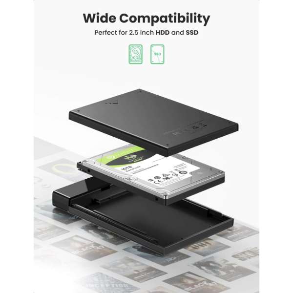 UGREEN External Hard Drive Enclosure for 2,5" HDD/SSD Black