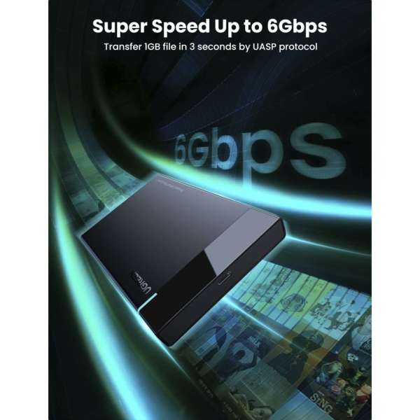 UGREEN External Hard Drive Enclosure for 2,5" HDD/SSD Black