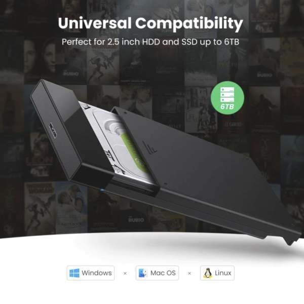 UGREEN External Hard Drive Enclosure for 2,5" SATA Black