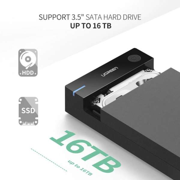 UGREEN External Hard Drive Enclosure for 3,5" SATA Black