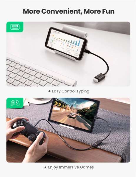 UGREEN microUSB to USB OTG Adapter Connector Cable 0,12m Black