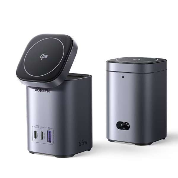 UGREEN Nexode 65W GaN 15W Qi2 Wireless Charger Grey