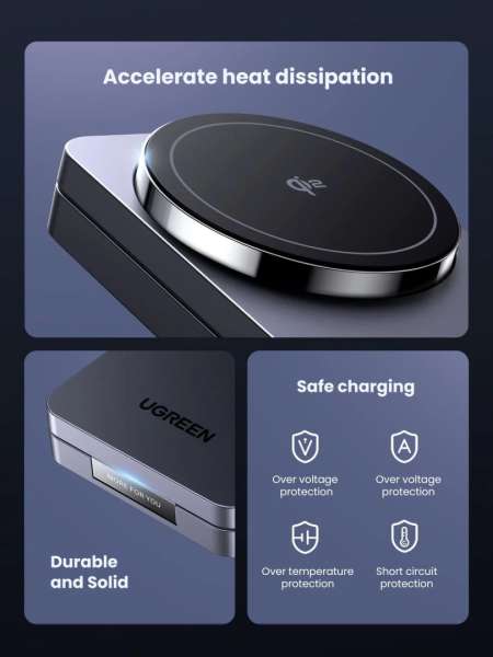 UGREEN Qi2 15W MagFlow 2-in-1 Wireless Charger Grey
