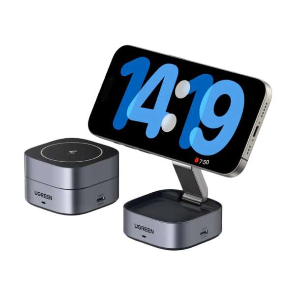 UGREEN Qi2 15W MagFlow 2-in-1 Wireless Charger Grey
