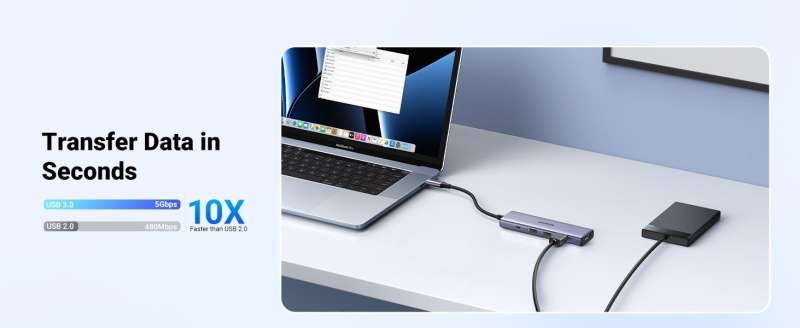 UGREEN Revodok 5-in-1 4K HDMI USB-C Hub mit 3x USB-A 3.0 Grey