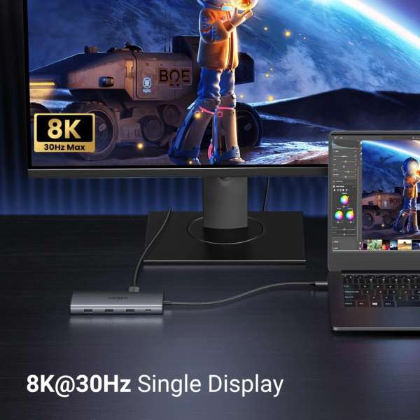 UGREEN Revodok Pro 210 10-in-1 USB-C Hub (Dual HDMI 4K@60Hz, 100W PD) Grey