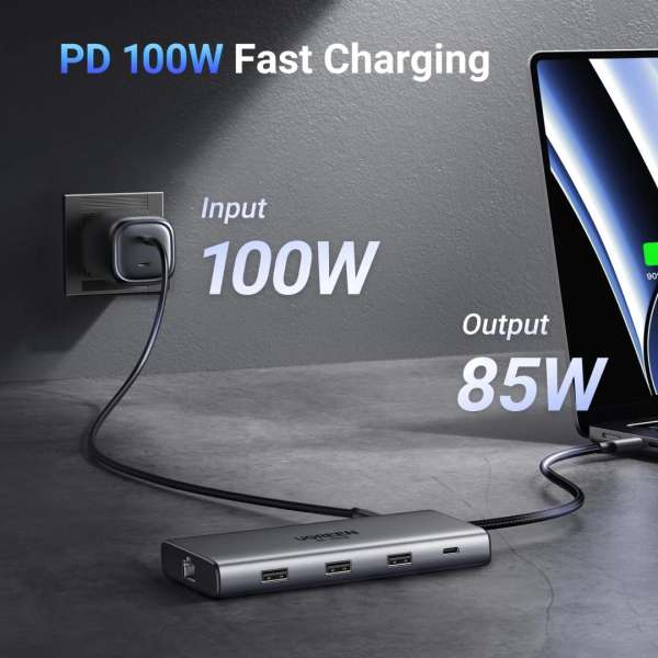 UGREEN Revodok Pro 210 10-in-1 USB-C Hub (Dual HDMI 4K@60Hz, 100W PD) Grey