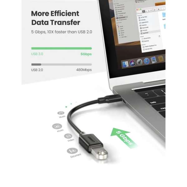 UGREEN Type-C USB 3.0 Converter Adapter 150mm Black
