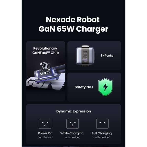 UGREEN Uno RG 65W 3-Port GaN Fast Charger EU Black