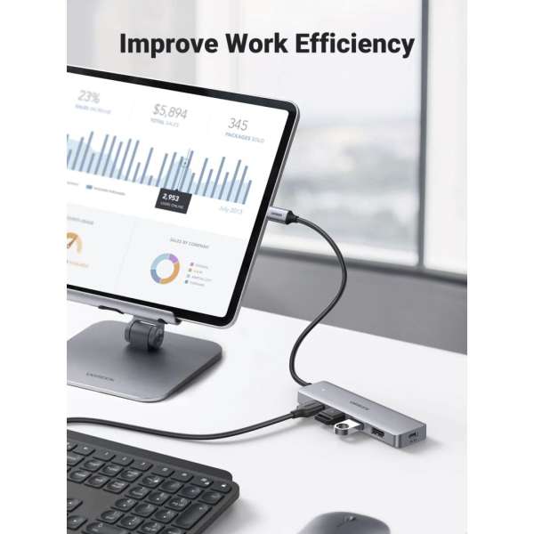 UGREEN USB-C 3.0 To 4 Ports HUB Gray